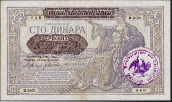 Szerbia/német megszállás 1941. 100D T:I + 100D német rendőrségi bélyegzővel ellátva T:II-