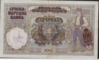 Szerbia/német megszállás 1941. 100D T:I + 100D német rendőrségi bélyegzővel ellátva T:II-