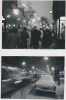1963 Budapest este és éjjel (közlekedés, neon reklámok, életképek, autók) 7 db feliratozott sajtófot...