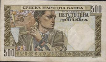 Szerbia/német megszállás 1941. 10D T:II + 50D T:III- + 500D T:II- foltos