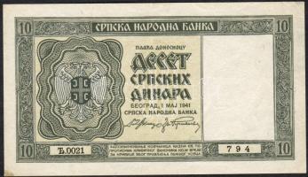 Szerbia/német megszállás 1941. 10D T:II + 50D T:III- + 500D T:II- foltos