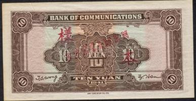 Kína/Bank of Communicatoins 1941. 10Y "SPECIMEN" (Minta) fny-sal, látványos papírránccal T...