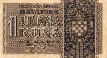 Bosznia Hercegovina 1993. 25.000D lila bélyegzéssel T:I + Horvátország 1942. 1K T:II