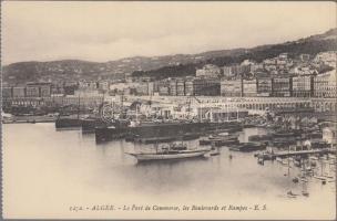 Algiers, Alger; the commercial port, boulevards and ramps