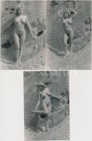cca 1975 Kőbányában lelt kincs, 3 db finoman erotikus fénykép, 14x9 cm / cca 1980 5 erotic photos, 14x9 cm