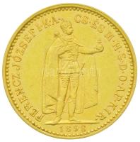 1898. 10K Au "Ferenc József" Körmöcbánya (3.37g/0.900) T:2- Hungary 1898. 10 Korona Au "Franz Joseph" Kremnitz (3.37g/0.900) C:VF Huszár: 2200., Adamo K8