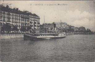 Geneva, Le Quai du Mont-Blanc / port, SS Montreux, Grand hotel de la Paix