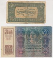1914. 50K román felülbélyegzéssel + 1923. 500K "T.W." jelöléssel, nyomdahely nélküli T:III...