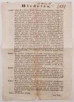 1838 A súlyos pusztításokat okozó pesti árvíz idején kiadott német és magyar nyelvű hirdetmény a károsultakkal kapcsolatos rendelkezésekkel: le kell adni a károsultak jegyzékét, rábírni őket az újbóli munkavállalásra stb.