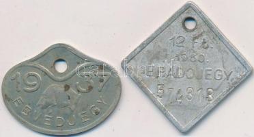 1937. "Ebvédjegy" fém + 1950. "Ebadójegy" Al T:2-