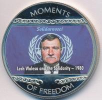 Libéria 2004. 10$ "Szabadság pillanatai - Lech Walesa és a Szolidaritás 1980" multicolor T:PP ujjlenyomat, felületi karc Liberia 2004. 10 Dollar "Moments of Freedom - Lech Walesa and the Solidarity 1980" multicolor C:PP fingerprint, slightly scratched