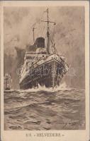 SS Belvedere, artist signed (EK)