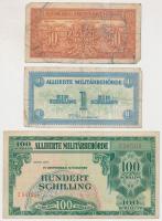 Ausztria/Nemzetközi megszállás 1944. 50gr + 1Sch + 100Sch T:III Austria/Allied occupation 1944. 50 Groschen + 1 Schilling + 100 Schilling C:F