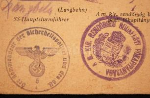 1944 Bp., A M. kir. rendőrség budapesti főkapitánya és a Magyar Zsidók Központi Tanácsa által kiadot...