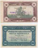 1925. 50K + 100K "Vásárlási visszatérítés" "Szilvásváradi Hangya" felülbélyegzéssel T:III