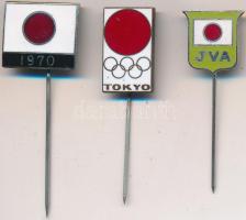 Japán ~1960-1970. 3db klf kitűző, közte egy olimpiai T:2 Japan ~1970-1980. 3pcs of mixed pins, with one oympic pin C:XF