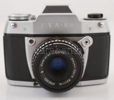 EXA IIb Jhagee márkájú fényképezőgép saját tokjában + hozzá való Meyer Optik márkájú objektív, saját...