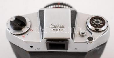 EXA IIb Jhagee márkájú fényképezőgép saját tokjában + hozzá való Meyer Optik márkájú objektív, saját...