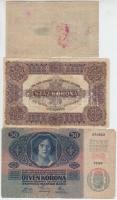1914. 50K felülbélyegzés nélkül + 1918. 25K "3037" 3mm, hullámos hátlappal, ragasztónyom a...