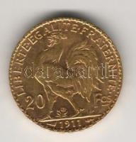 Franciaország 1911. 20Fr Au 6,4516g "Kakas" T:1/2