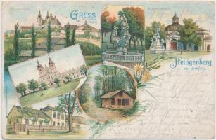 1899 Svaty Kopecek, Heiligenberg bei Olmütz; St. Anna Kapelle, Kirchenportal, Villa / chapel, church, villa, floral litho (EK)