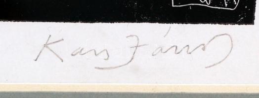 Kass János (1927-2010): A Mózes sorozat egy lapja, rézkarc, papír, paszpartuban, üvegezett fa keretb...