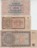 Német 3. Birodalom / Cseh-Morva Protektorátus 1942. 10K + Csehszlovákia 1945. 100K + 1000K T:III,III...
