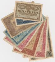 1920. 20f + 50f + 1K + 2K (3x) + 10K + 1923. 100K "Magyar Pénzjegynyomda Rt. Budapest" T:vegyes