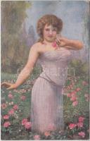 When the roses bloom / Erotic art postcard s: Fr. Klimes (EK)