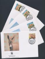 WWF wild donkeys set + 4 FDC WWF Vadszamarak sor + 4 FDC