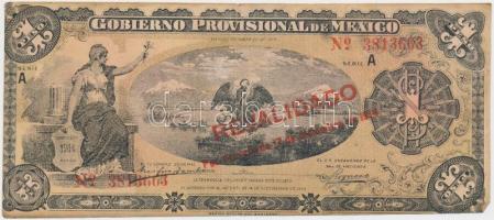 Mexikó / Gobiernói Ideiglenes Kormány / Mexikóváros 1914. 1P felülbélyegzéssel T:III Mexico / Gobierno Provisional de México / Mexico City 1914. 1 Peso with overprint C:F Krause S701b.