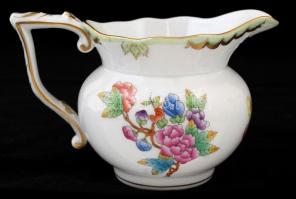 Herendi Viktória mintás teás készlet, kézzel festett, hibátlan, jelzett / Herend tea set, signed, ha...