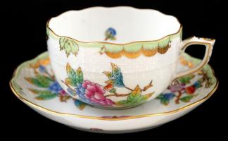 Herendi Viktória mintás teás készlet, kézzel festett, hibátlan, jelzett / Herend tea set, signed, ha...