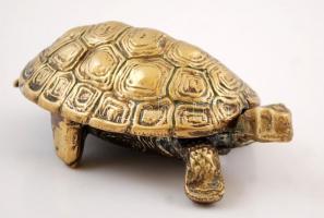 Kinyitható réz teknős ékszertartó, 13x8x5 cm