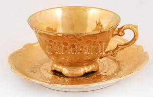 Aranyozott mokkás készlet, kézzel festett, jelzett (Horn A.), hibátlan