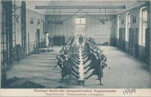 Nagybecskerek, Messinger Karolina-féle leánynevelő intézet, Svéd tornaóra, Törzsgyakorlatok a tornapadon, kiadja Oroszy Lajos / girl school, gymnastics class (Rb)