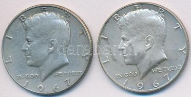 Amerikai Egyesült Államok 1967. 1/2$ Ag "Kennedy" (2x) T:2,2-,3 USA 1967. 1/2 Dollar Ag "Kennedy" (2x) C:XF,VF,F