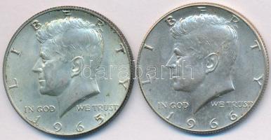 Amerikai Egyesült Államok 1965-1966. 1/2$ Ag "Kennedy" (2x) T:2 USA 1965-1966. 1/2 Dollar Ag "Kennedy" (2x) C:XF