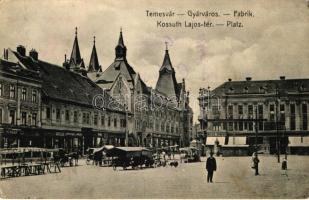 Temesvár, Gyárváros, Kossuth tér, Weisz Sándor üzlete / square, shops, market (fa)