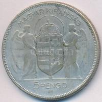 1930. 5P Ag "Horthy jobbra" T:3 patina
Adamo P8