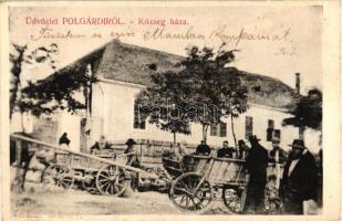 Polgárdi, Községháza, szekér; kiadó Szabó Béla (Rb)
