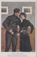 Sport und Liebe, Fencing couple, Pantophot Serie Nr. 22-123.