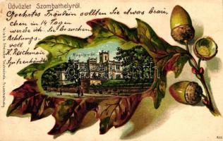 Szombathely, Bagoly vár, makk, kiadó Steiner testvérek, Emb. litho