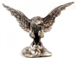 Figurális zsebóratartó, ón, jelzett, m:13 cm, h:20 cm/ Tin eagle pocket watch holder, signed