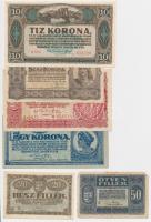 1920. 20f + 50f + 1K + 2K + 10K + 1923. 100K "Magyar Pénzjegynyomda Rt. Budapest" T:I-,II,III