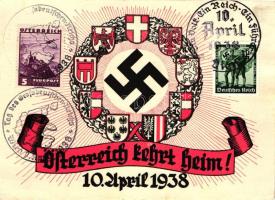 1938 Österreich kehrt Heim / Austria returns home, NS propaganda, swastika, So. Stpl (EB)