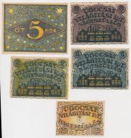 Nagyszőllős 1919. 50f + 1K + 2K + 3K + 5K "Ugocsai Világítási Rt." értékjegy borítékban T:...