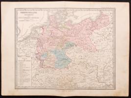 cca 1880 A Német Birodalom térképe a Stieler-féle iskolai atlaszból, Gotha: Justus Perthes kiadása, 32x25 cm / cca 1880 Map of the German Empire, Stieler's Schul-Atlas No. 14., Gotha: Justus Perthes edition, 32x25 cm