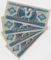 1965. 20Ft (4x) párban sorszámkövetők T:I,I- (hajtatlanok)