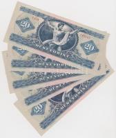 1975. 20Ft (5x) 2db + 3db sorszámkövető T:I,I- (hajtatlanok)